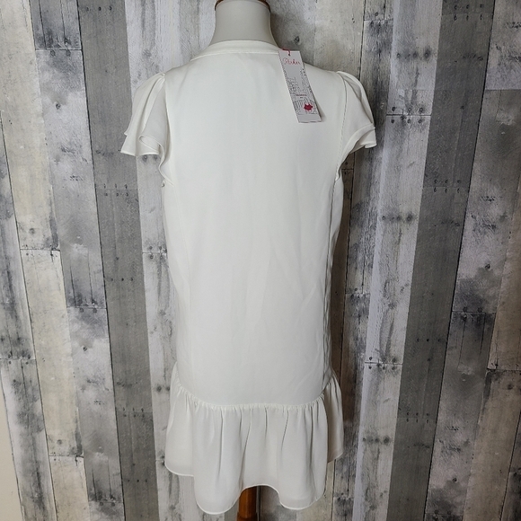 NEW Parker Small Ruffled Flutter Sleeve Dress in Pearl - Picture 6 of 10